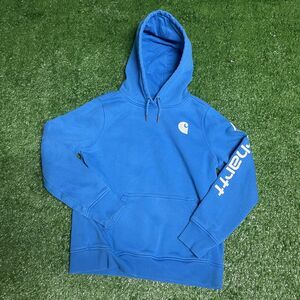 Carhartt Clarksburg Logo Sweatshirt Women’s Medium Blue Hoodie Pullover Fleece